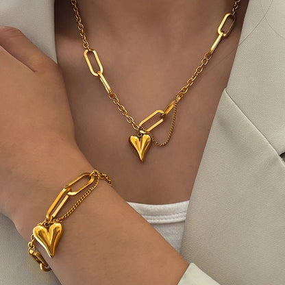 Stainless Steel Heart-Shaped Irregular Chain Jewelry for Women