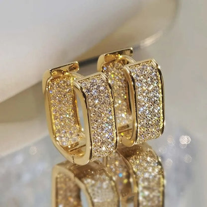 Gold & Silver Square Hoop Earrings Women Stainless Steel Jewelry
