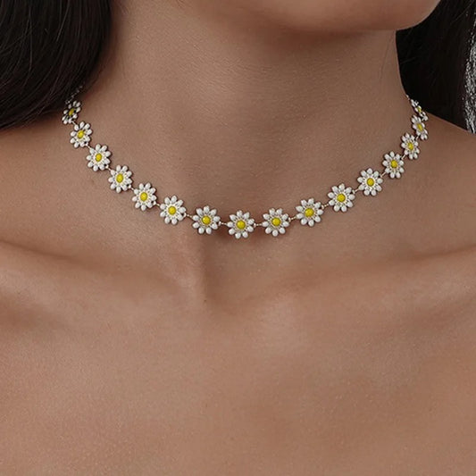 Women’s Flower Chain Choker K-pop Summer Statement Jewelry