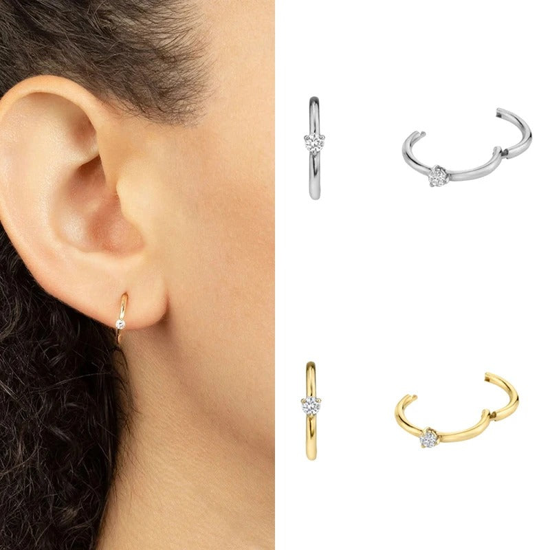 Gold & Silver Circle Huggie Earrings Women’s Korean Jewelry