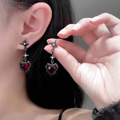 Romantic Heart Earrings for Women Colorful Zircon Accessories