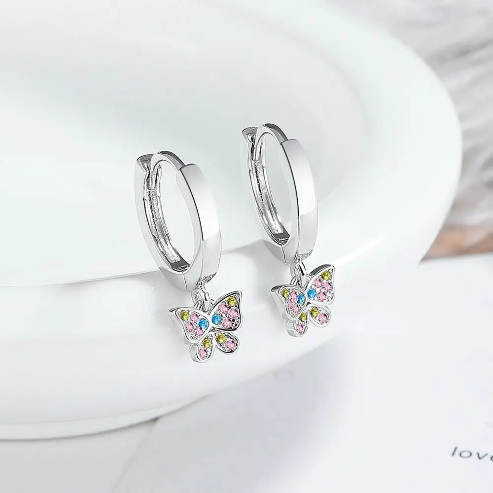 925 Sterling Silver Butterfly Color Zircon Engagement Stud Earrings For Women Luxury Jewelry Wholesale Jewellery Argent 925
