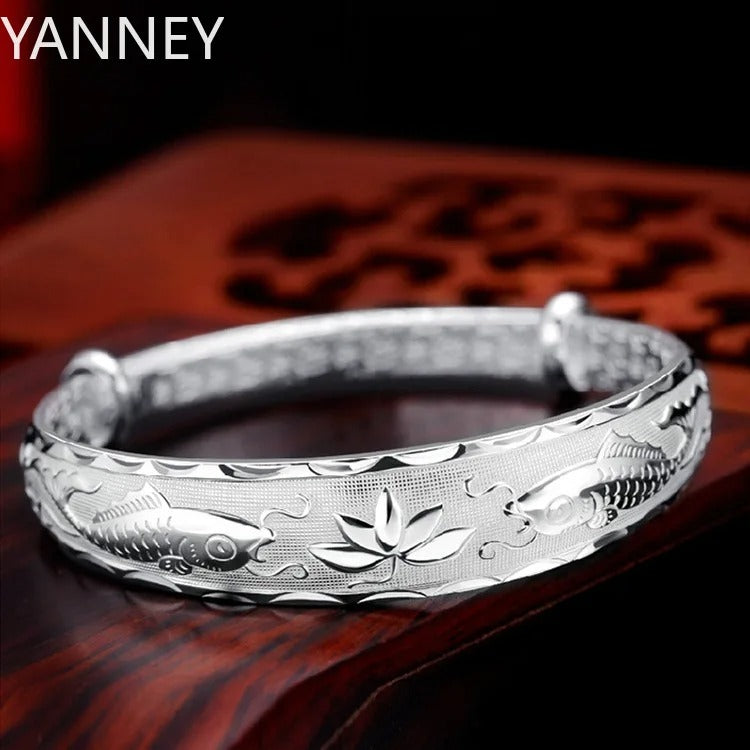 Luxury 925 Sterling Silver Pisces Lotus Bracelet for Women