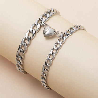 2pcs Magnet Couple Bracelets Heart Attraction Stainless Steel