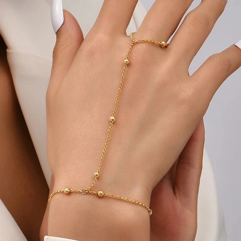 Minimalist Stainless Steel Beaded Chain Bracelet for Women