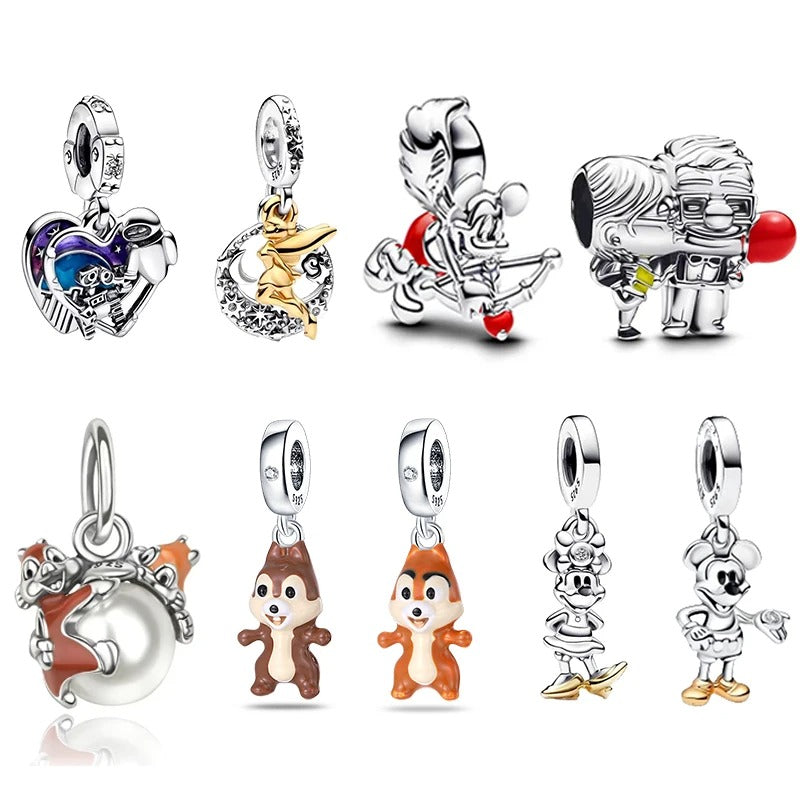 925 Silver Cartoon-Inspired Cupid Squirrel & Mouse Charm Beads for DIY Bracelets