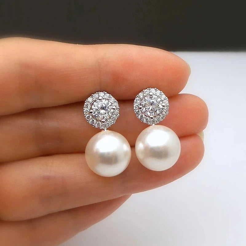 Delicate Pearl Earrings Wedding Bride Elegant Jewelry for Women