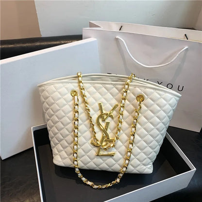 Luxury Retro Diamond Pattern Tote Shoulder Bag for Women