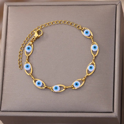 Turkish Evil Eye Bracelet Stainless Steel Summer Accessory