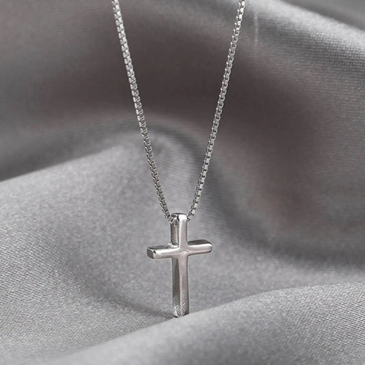 1pc Minimalist Style Silvery Cross Pendant Necklace Exquisite Holiday Party Commemorative Gift Anniversary Party Jewelry Gifts
