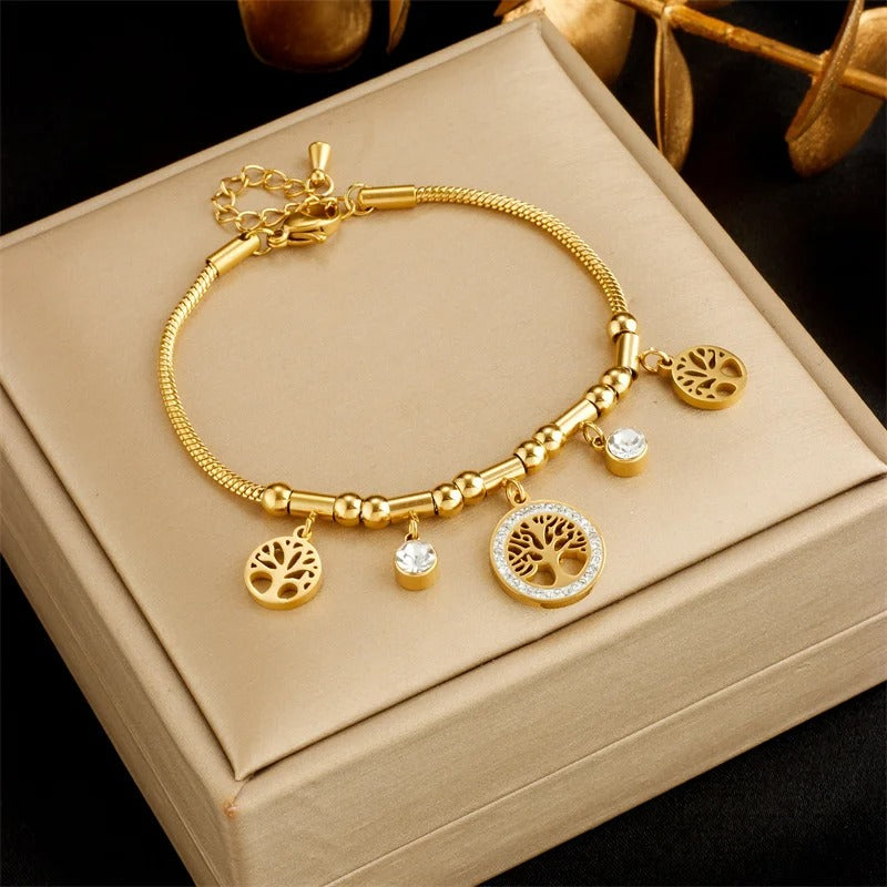 316L Stainless Steel Tree of Life Bracelet Gold Women’s Jewelry