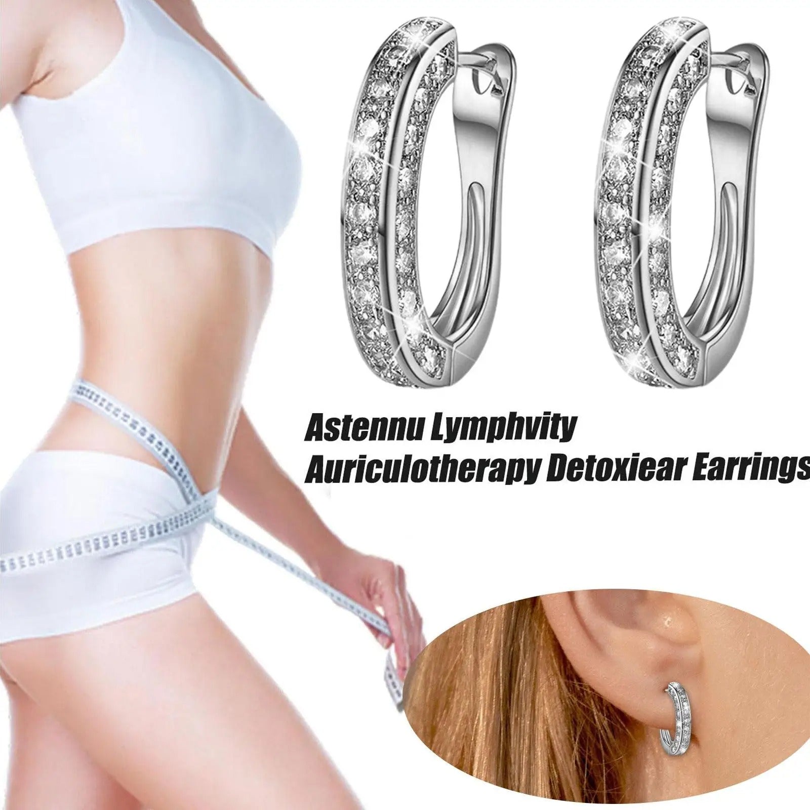 Magnetic Slimming Earrings Women Burning Fat Health Crystal Weight Loss Earrings Zirconia Magnetic Therapy Health Care Slim