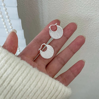 Stainless Steel Geometric Round Hoop Earrings for Women Korean Luxury Jewelry