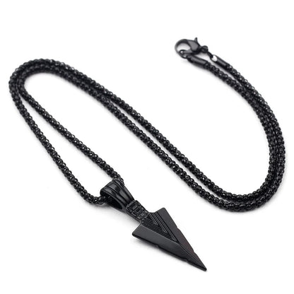 Men Black Long Necklace for Men Women with Arrow Pendant Jewelry Chain Hip Hop Punk Rock Christmas Halloween Gift