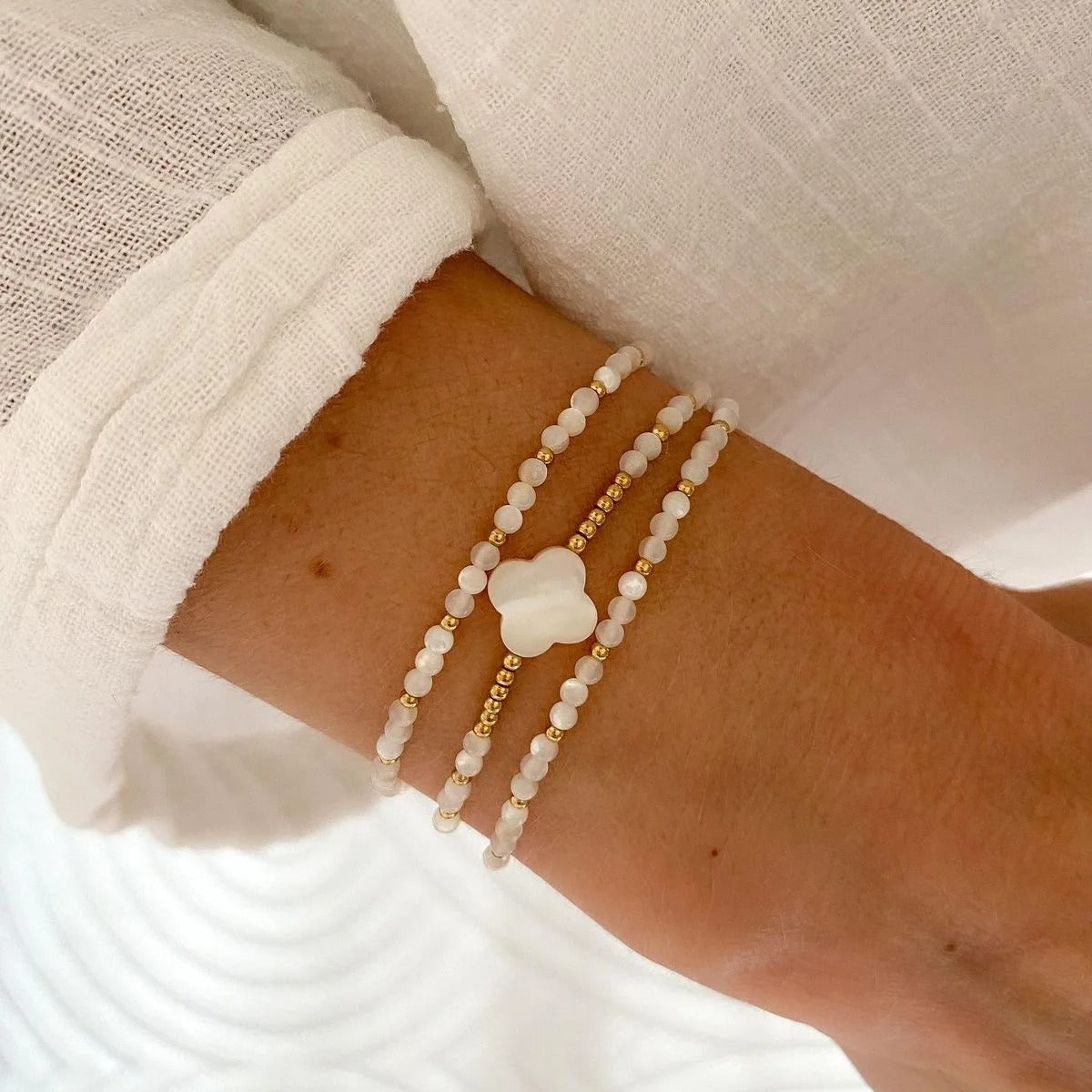 Bead Bracelet with Leaf Charm Stackable Boho Beach Jewelry for Women Healing Gift Summer Wedding Bridal Accessor