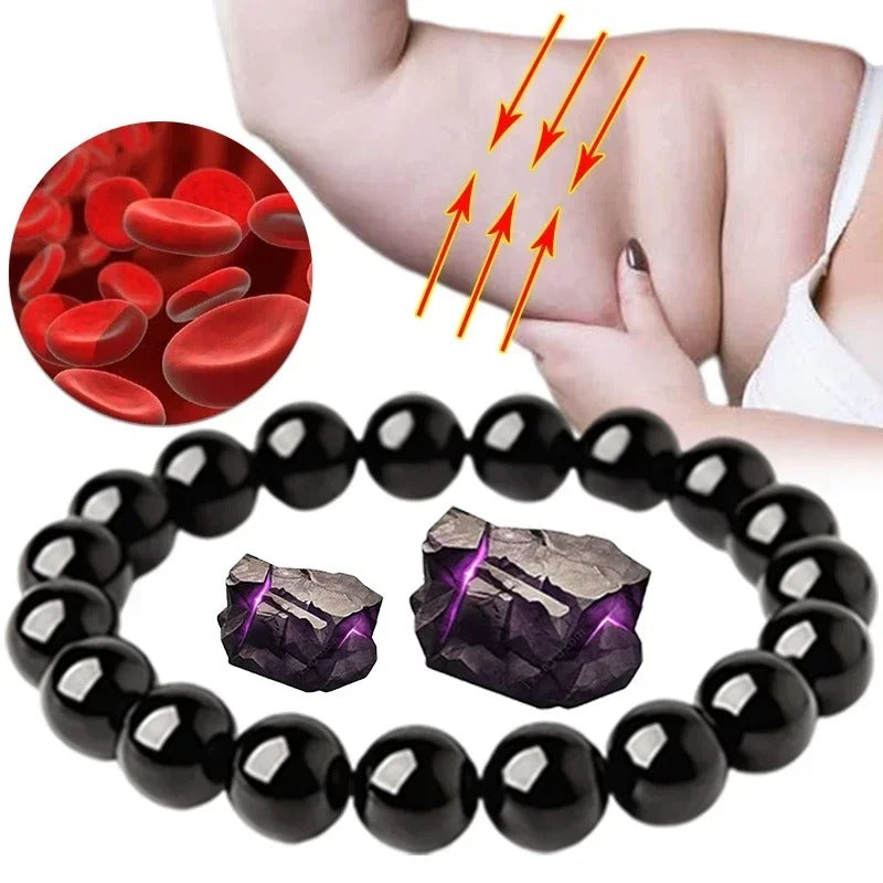 Black Obsidian Natural Stone Bracelet – Anti-Anxiety, Weight Loss & Blood Circulation Support Jewelry for Men & Women