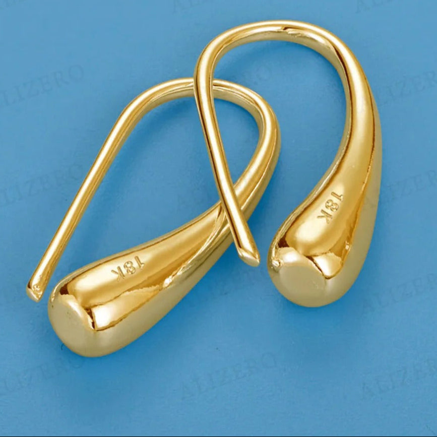 18K Gold Teardrops/Water Drops Earrings For Women Wedding Engagement Party Accessories Fashion Jewelry Gifts