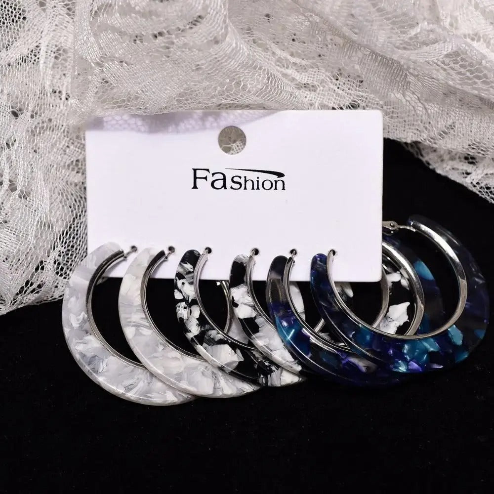Colorful Geometric Acrylic Hoop Earrings for Women & Girls