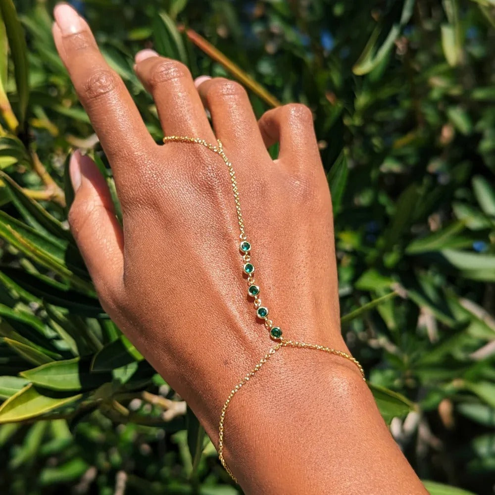 Trendy Stainless Steel Hand Chain Bracelet for Women Fashion Zircon Beads Link Ring Bracelet Waterproof Jewelry Wholesale
