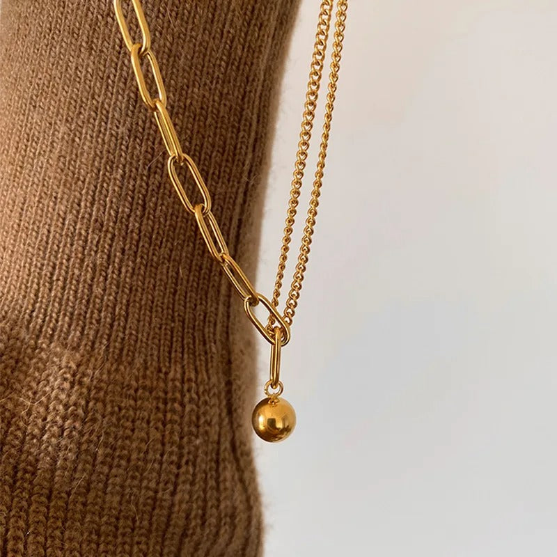 Stainless Steel Bead Chain Splicing Titanium Steel Non-fading Necklace Women's Simple High Quality Collarbone Chain Jewelry Gift