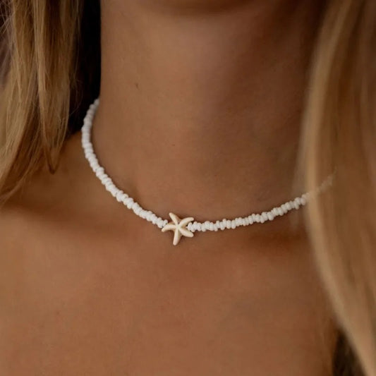 Starfish Necklace - Surf & Beach Jewelry Starfish Turtle Beaded Choker Necklaces, Adjustable Necklaces, Ocean Gift