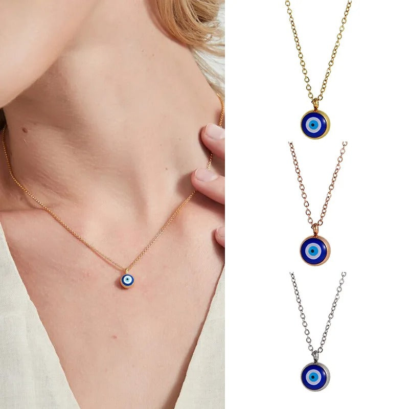 Gold Plated Necklace Pendant Eye of Evil Good Luck Minimalist Jewelry Gifts