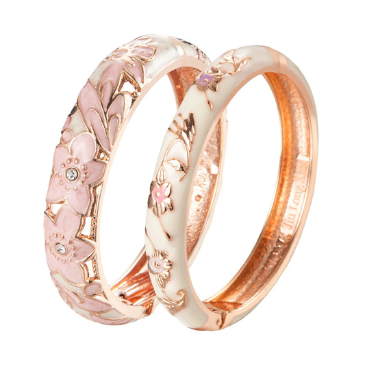 Bangle For Women Double Enamel Bangle Set  Women's Jewelry Accessories Indian Style Dubai Trendy Metal Bracelet On Hand