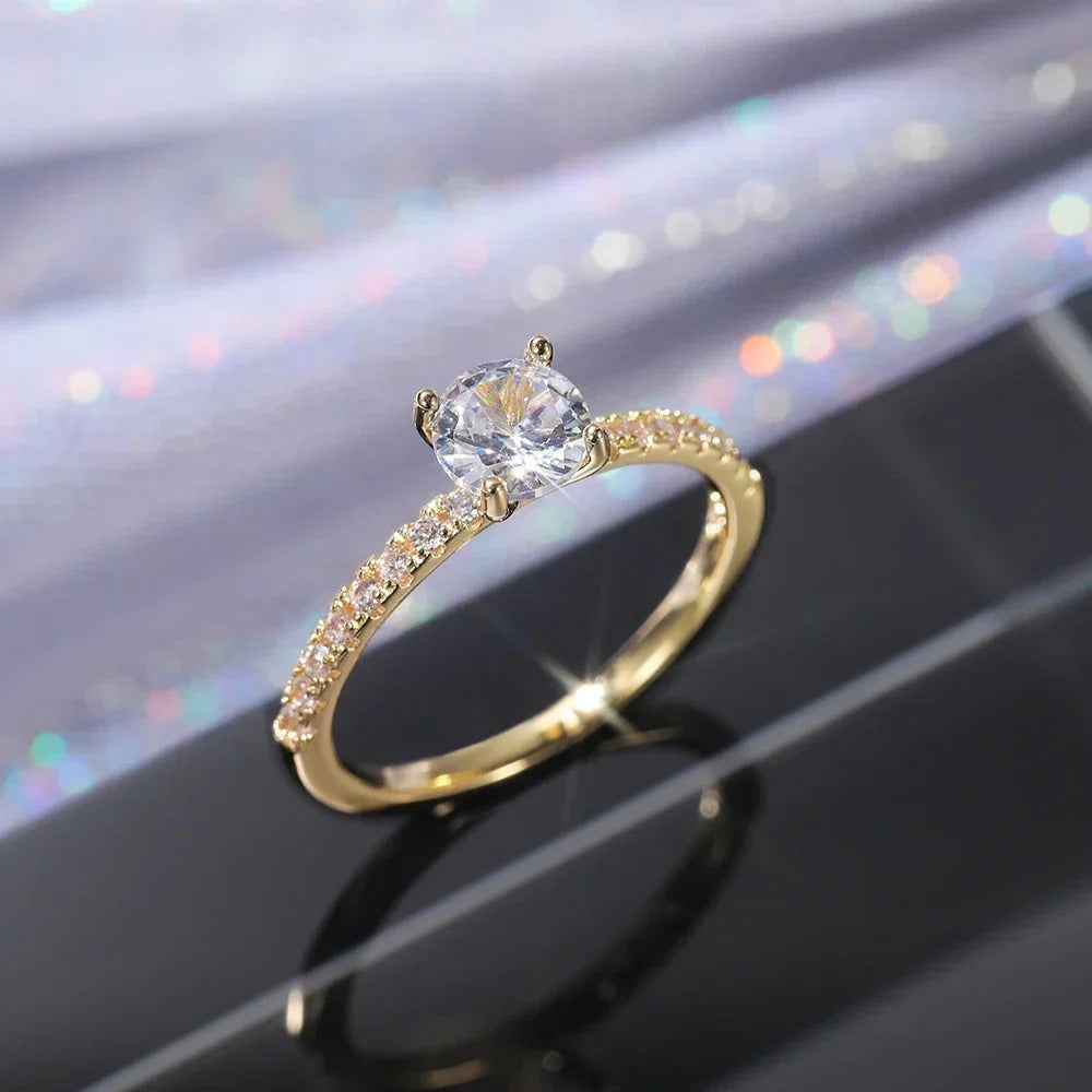 Wedding Band Eternity Rings Women Brilliant Round Zirconia Luxury Engagement Rings Thin Elegant Female Jewelry