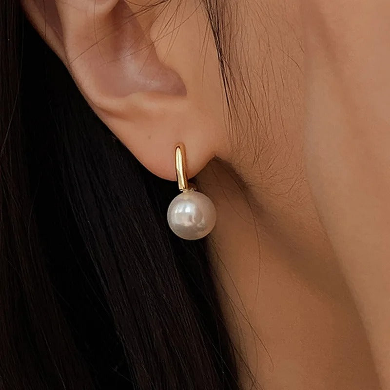 Elegant 925 Silver Pearl Earrings Geometric Style Women
