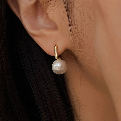 Elegant 925 Silver Pearl Earrings Geometric Style Women