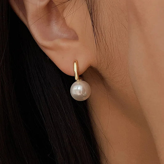 Elegant 925 Silver Pearl Earrings Geometric Style Women