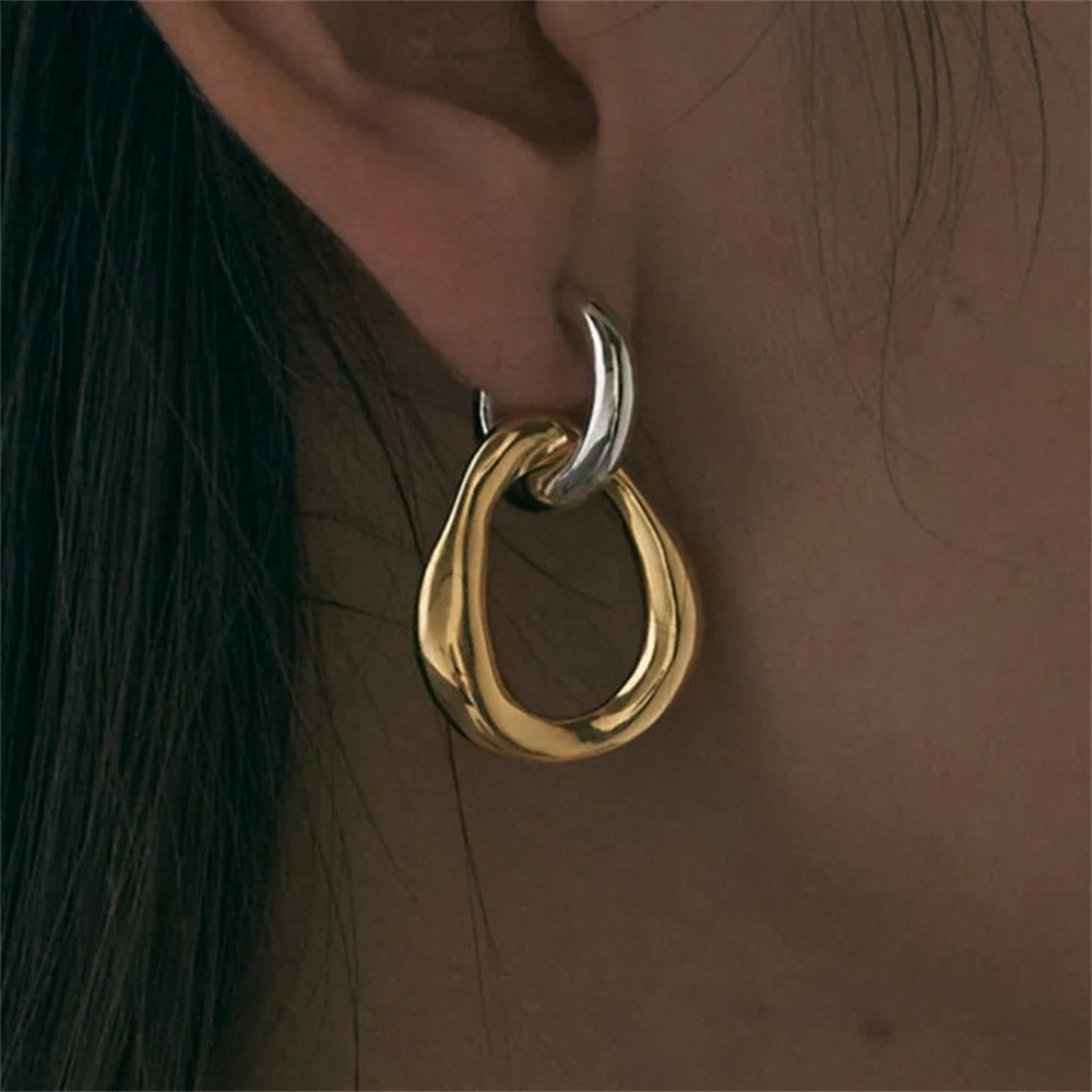Contrast Color Splicing Earrings Simple Irregular Alloy Drop Earring For Women Fashion Jewelry Women’s Gift Accessories