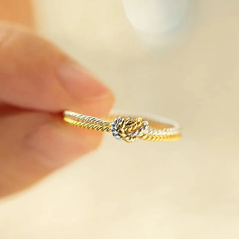 Exquisite Knot Rings Two-tone Lines Twisted Women Rings Creative Female Accessories Daily Wear Fashion Versatile Jewelry
