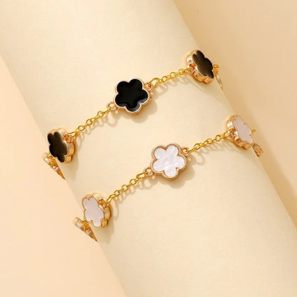 Women’s Lucky Clover Hand Bracelet Stainless Steel Gold Jewelry