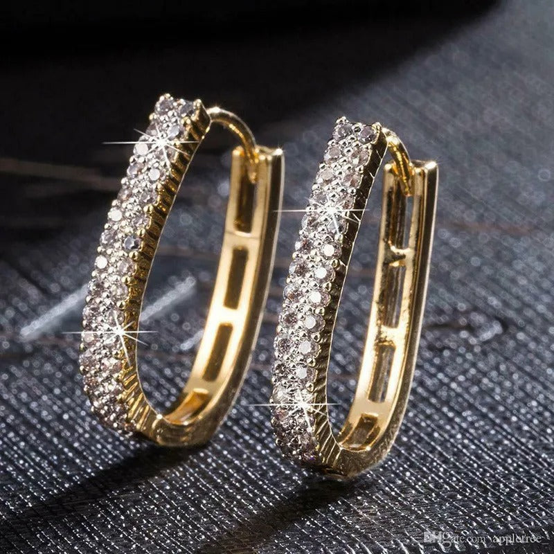 925 Sterling Silver Luxury Full Paved CZ Hoop Earrings for Women Simple Elegant Wedding Party Daily Wear Fashion Jewelry Gifts