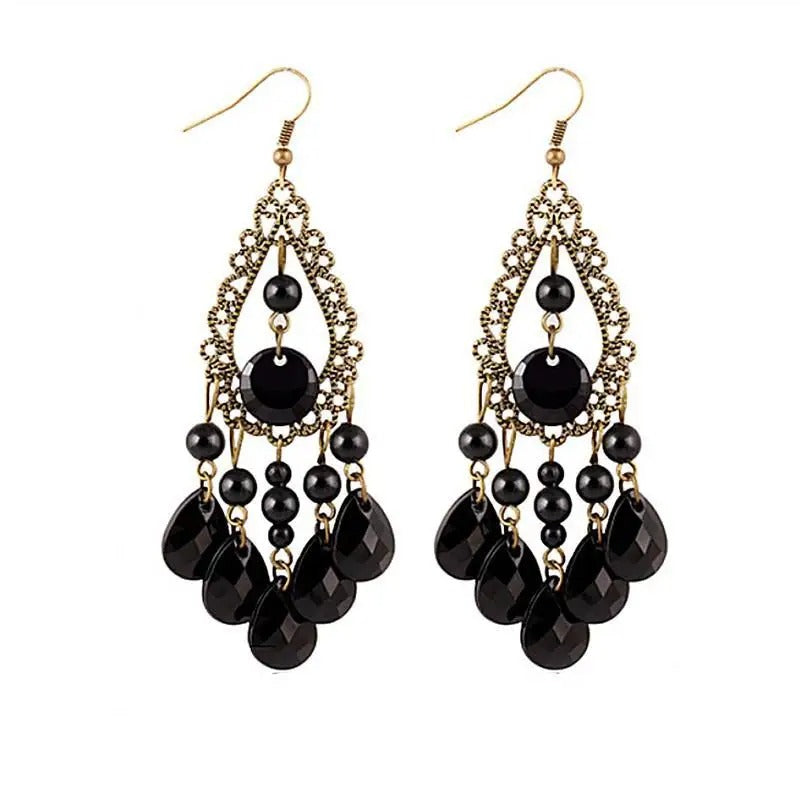 European American Ethnic Style Hollow Drop Earrings Women