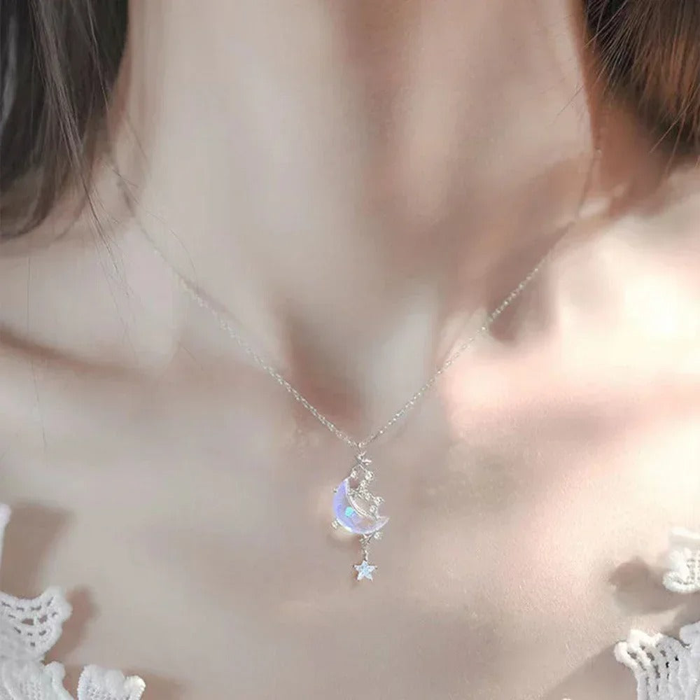 2025 New Moon Star Chokers Necklace Colorful Glazed Stone Pendant Necklaces for Women Fashion Jewelry Gifts