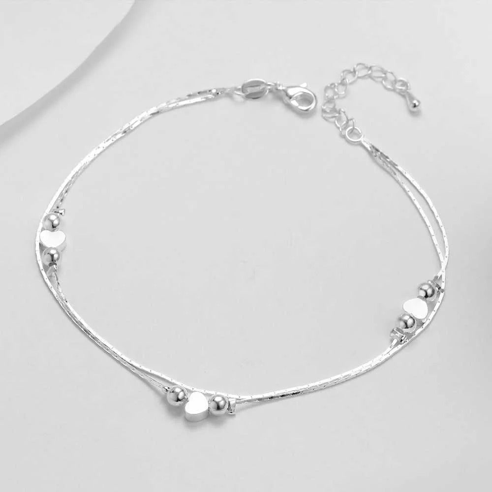 Heart Shaped Foot Chain Anklets Bracelets Silver Fashion Jewelry For Women