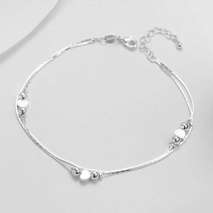 Heart Shaped Foot Chain Anklets Bracelets Silver Fashion Jewelry For Women