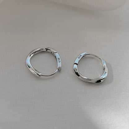 Simple Inlaid Round Stud Earrings Women Sterling Silver Gift