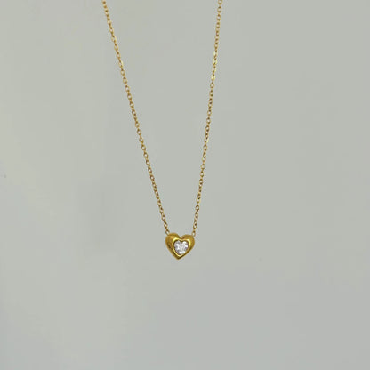 Mnimalist Classic Shiny Heart Zricon Pendant Waterproof Stainless Steel Necklace Fashion Jewelry Gifts For Women Girlfriend