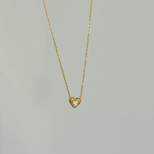 Mnimalist Classic Shiny Heart Zricon Pendant Waterproof Stainless Steel Necklace Fashion Jewelry Gifts For Women Girlfriend