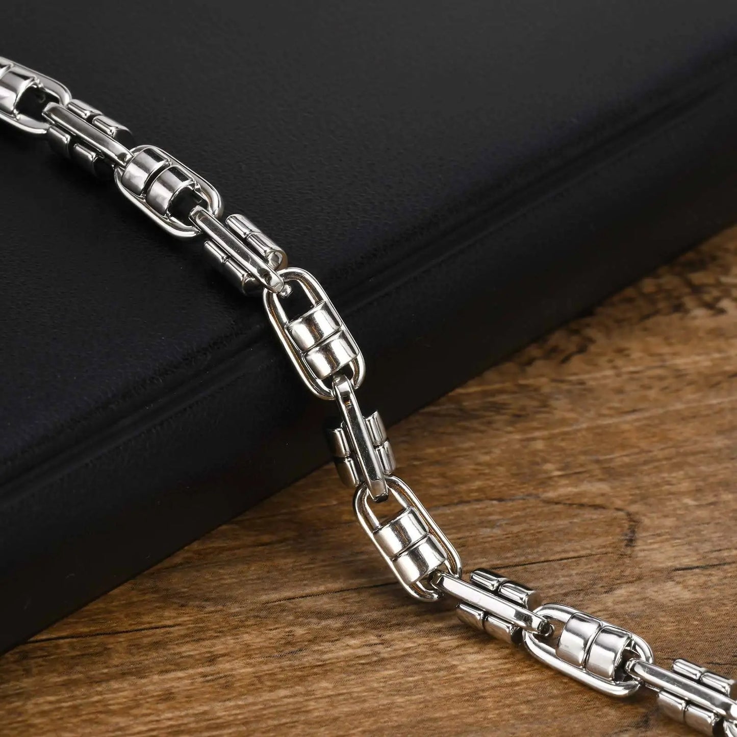 Vnox Chunky Stainless Steel Link Bracelet Handmade Byzantine Wristband