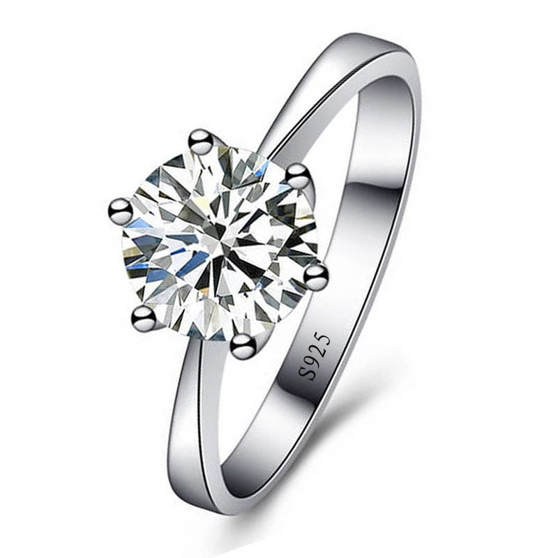 S925 Sterling Silver Wedding Rings for Men & Women with Crystal