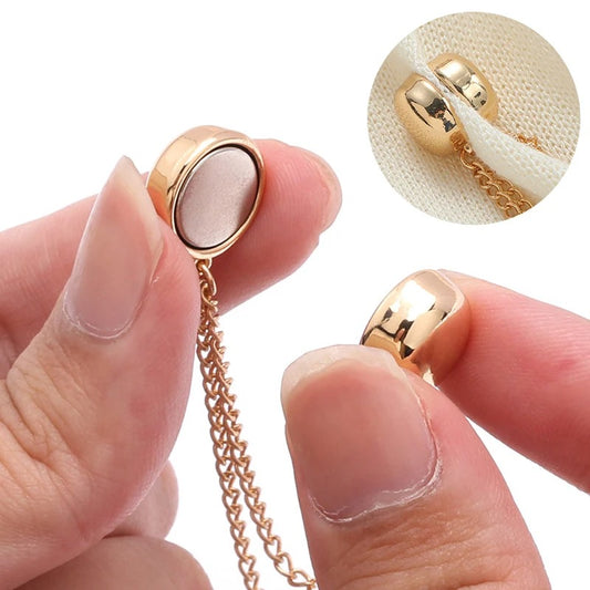 Exquisite Chain Brooch Buckle Magnetic Clothing Clips Nail free Clothes Scarf Trouser Legs Cuff Buckle Buttons Sewing Supply