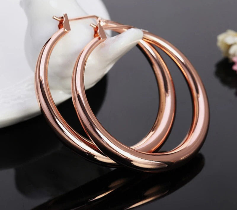 Silver Rose Gold Hoop Earrings For Women Girls Fashion Jewelry