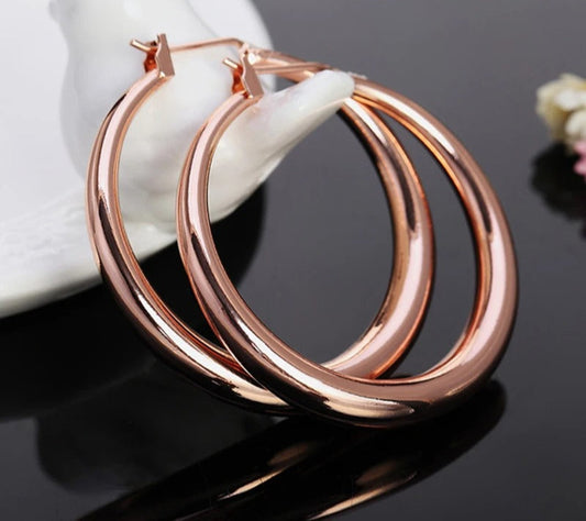 Silver Rose Gold Hoop Earrings For Women Girls Fashion Jewelry