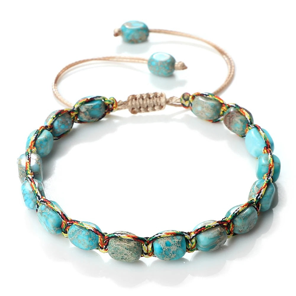 Handmade Emperor Stone Beaded Bracelet Boho Yoga Wristband