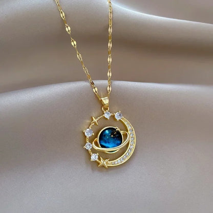 Delicate Starry Pendant Necklace for Women – Micro Inlaid Zircon Luxury Collares Jewelry Gift