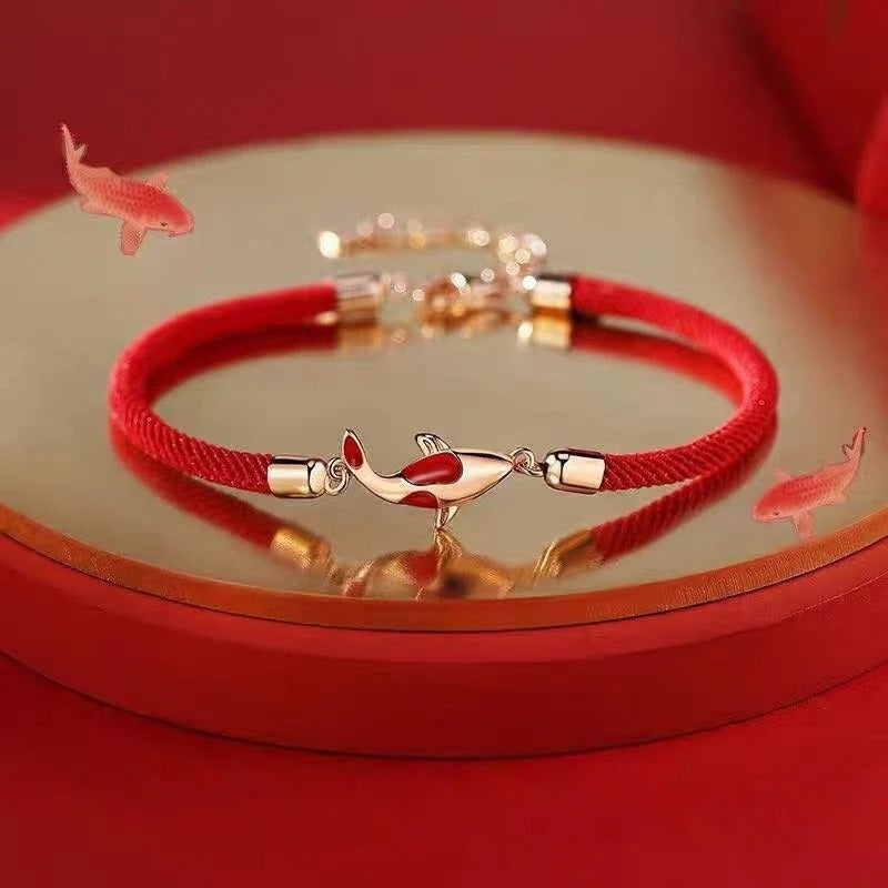 Good Luck Bracelet Braided Rope Koi Bracelet Red String Valentine Gift Couple Gift